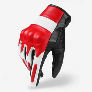 Custom Logo Luva De Couro Motoqueiro Motor Cycle Racing Driving Leather Riding Gloves Knuckles Protection Motorcycle