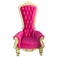 Fauteuil Trône de Luxe Queen King, Chaise de Mariage Classique à Dossier Haut Or et Blanc pour Mariés, en Tissu, pour Extérieur et École