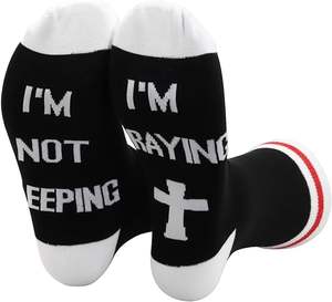 High Black Crew Christian Faith «<span class=keywords><strong>Je</strong></span> ne dors pas, <span class=keywords><strong>je</strong></span> prie» Logo Casual High-Cut Woven Pastor Appréciation Emballage cadeau - Product Image 2