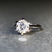 Bague en moissanite à six griffes de la marque T, modèle classique en argent 925, moissanite couleur D, plaquée platine PT950, fabriquée par le fabricant