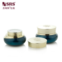 Pot en verre vide pour crème visage, 50 ml, emballage cosmétique de luxe avec bouchon doré