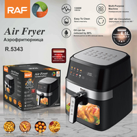 Friteuse à air RAF R.5343 6,5 L, commande tactile numérique, 1350 W, appareil de cuisine, cuisson à faible teneur en huile, circulation d'air à 360°, friteuse multifonction
