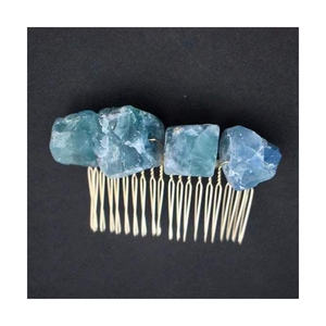 Peigne en jade personnalisé HZ, peigne à cheveux en <span class=keywords><strong>pierre</strong></span> naturelle fluorée, peigne de massage pour <span class=keywords><strong>la</strong></span> tête en jade - Product Image 1