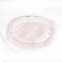 Grand plateau en plastique rose, Design de palais moderne élégant luxe Texture marbre mélamine grande assiette
