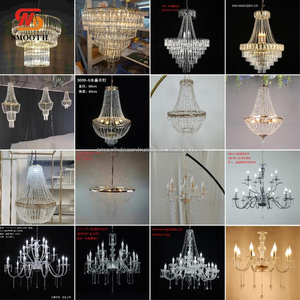 โคมไฟระย้าคริสตัลลูกปัดโลหะชุบเหล็กเรียบสำหรับตกแต่งงานแต่งงานงานเต่งงานเวทีไฟเพดาน - Product Image 3