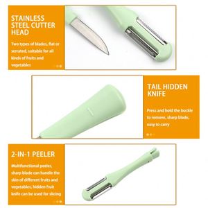 Couteau éplucheur multifonctionnel 3-en-1 à double tête pour légumes et fruits, spécial cuisine et usage domestique, vente en gros - Product Image 6