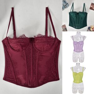 Ladymate Top De Corse De Encaje Para Mujer Femme Dentelle Corse Bustier Sexy Mesh Crop Tops Open Back Boned Corset Tops - Product Image 3
