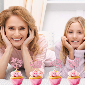 Adornos de Papel para Cupcakes del Día de la Madre, Decoración para Pastel del Día de la Madre - Product Image 3