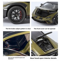 Modèle de voiture de sport tout-terrain HMB 1:18 en métal moulé sous pression Volly avec 4 portes ouvrables, lumières, son, contrôle par friction et direction, roues avant articulées
