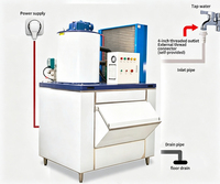 Machine à glace en flocons commerciale durable, 500 kg par jour, machine à glace en flocons à l'eau de mer pour la conservation des poissons et des fruits de mer, supermarché