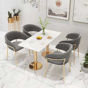 Chaise de salle à manger en tissu velours moderne de luxe avec pieds en métal pour la maison et l'hôtellerie - Product Image 3
