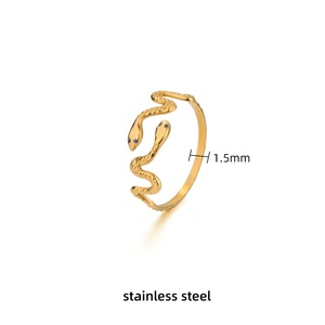 Anillo de dedo de serpiente con brazalete abierto Vintage, joyería de moda de acero inoxidable chapado en oro de 18 quilates, aceite de goteo, compromiso de boda para mujer - Product Image 6