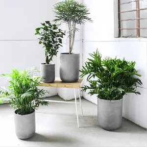 Home & Garden Light concrete Large straight cylinder fiberglass flower pots cement planter pot