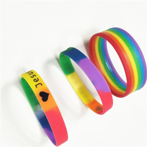 2026 Rainbow Striped Silicone <b>Wristband</b> with Custom Logo Eco-Friendly Multi-Size Screen Printed <b>Promotional</b> Gift for Events - Product Image 3