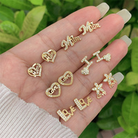 Dames à la mode cuivre plaqué or 18K intégré Zircon amour boucles d'oreilles multi-style nouveauté tenue quotidienne cadeau