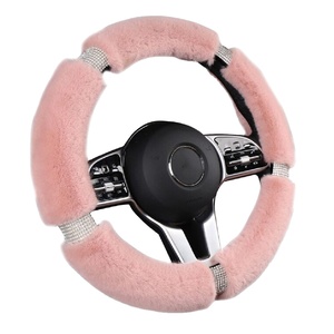 Funda para <span class=keywords><strong>Volante</strong></span> de Coche para Invierno, Cálida, Universal, de 15 Pulgadas, de Microfibra Afelpada, Color Rosa - Product Image 1