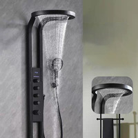 Ensemble de système de douche de pluie gris pistolet de luxe panneau de colonne de douche numérique pour salle de bain murale pour Villa