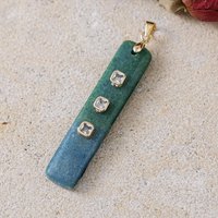 Pendentif rectangulaire unique teinté dégradé, plaqué or, micro-incrusté de zircon, pierre naturelle, breloques DIY pour colliers et boucles d'oreilles