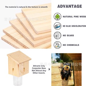 Trampa para Abejas de Madera Cuadrada, Control de Insectos de Madera Natural para Jardín - Product Image 4