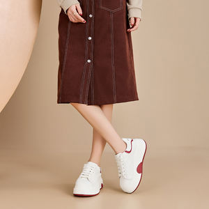 Zapatillas de Piel para Mujer a <span class=keywords><strong>la</strong></span> Moda, Modernas y Versátiles, Blancas, Ligeras, con Suelas Gruesas para Caminar al Aire Libre de Forma Casual - Product Image 3