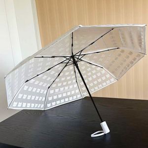 Custom Clear Modern Travel <b>Iron</b> Shaft 96cm Open Diameter Logo Cartoon Prints <b>8</b> Ribs Transparent Fully-Automatic Folding Umbrella - Product Image 3