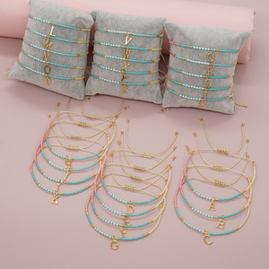 Personnalité Ethnique Simple Style Lettre Couleur Contraste Perles De Riz À La Main Perlé Chanceux <span class=keywords><strong>Couple</strong></span> Bracelets - Product Image 2