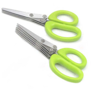 Stainless Steel Scallion <b>Scissors</b> Five Layer Green Handle <b>Kitchen</b> Herb Cutter For Home Use - Product Image 5