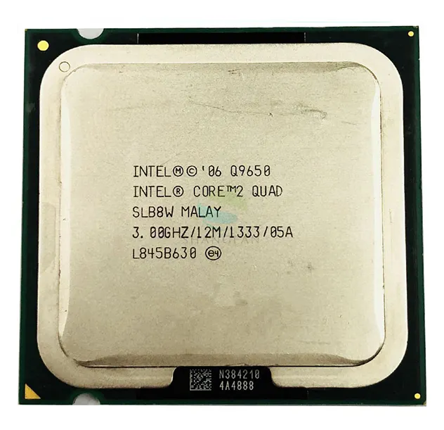 Processeur Intel Core 2 Quad Q9650, 3.0 GHz, 4 cœurs, 12 mo, 95W, LGA 1333, 775, produit d'occasion