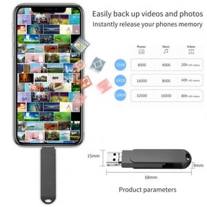 โลโก้สั่งทำได้ สินค้าขายดี แฟลชไดรฟ์ USB3.0 ความจุ 8GB ถึง 128GB สำหรับสมาร์ทโฟน แบบ Type C; แฟลชไดรฟ์ Izable 3 in 1 - Product Image 3