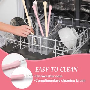 Reusable Silicone Straws for 40oz & 30oz Tumblers <b>Cup</b> Cleaning Brushes Adjustable Length Soft Drinking Straws for <b>Large</b> <b>Cups</b> - Product Image 5