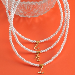 Dainty Women Accessories Custom Personalized Jewelry Pearl Necklace 26 Initial Letter Charm Necklace - Product Image 1
