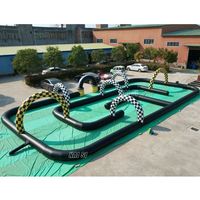 Piste de karting gonflable géante, piste de course gonflable pour enfants et adultes, équipement de parc d'attractions en plein air