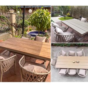 Juego de mesa y silla de comedor de <span class=keywords><strong>cuerda</strong></span> tejida, nórdico, para jardín, <span class=keywords><strong>restaurante</strong></span>, Aire libre, con cojín - Product Image 6