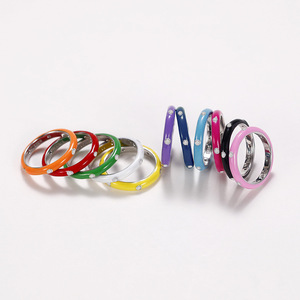 Rainbow Color Enamel Design Ring Minimal Style Finger Ring for Women - Product Image 1