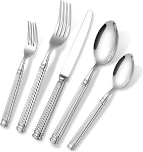 Ensemble de couverts en acier inoxydable moderne avec poignée côtelée de style Roma, nouveau design - Product Image 1
