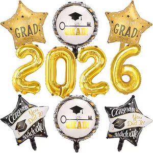 Set di Palloncini per Laurea e <span class=keywords><strong>Compleanno</strong></span>, 3 Stili di Palloncini in Foil con Numero e Design Cappello da Dottore per Decorazioni Cerimonia e Festa - Product Image 3