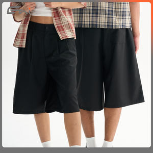 Chiusura estiva con bottoni al ginocchio abito corto Unisex ampio elastico in vita <span class=keywords><strong>3</strong></span>/<span class=keywords><strong>4</strong></span> a pieghe <span class=keywords><strong>pantaloncini</strong></span> da uomo - Product Image 5