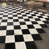 Carreaux de sol modernes en marbre Calacatta blanc mélangé Nero noir, polis, étanches, découpés sur mesure pour villas, appartements et salles de bain