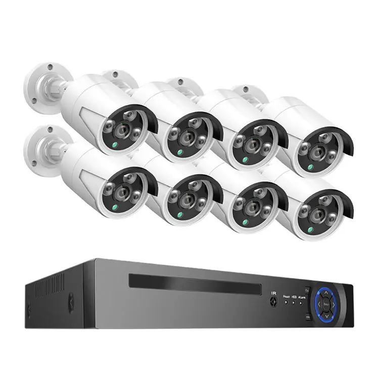 Siren Alarm 5MP POE NVR Kit Surveillance System 8 Cameras POE IP Camera POE Kit for Home Business Use