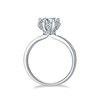 Cincin Perak Sterling 925 Grosir, Berhiaskan Moissanite Bulat dengan Setting Prong, Lapisan Rhodium, Perhiasan untuk Wanita