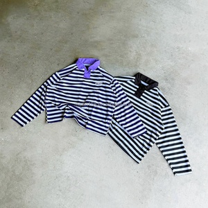 เสื้อเชิ้ตแขนยาวลายทางผ้าฝ้าย 100% คุณภาพสูงสั่งทำจากโรงงานสำหรับผู้ชาย เสื้อโปโลแบบรักบี้ติดกระดุม - Product Image 2