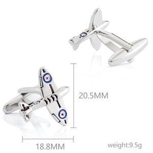 JINJIE nuovo arrivo di moda personalizzata in ottone novità <span class=keywords><strong>argento</strong></span> 3D aereo <span class=keywords><strong>gemelli</strong></span> regalo per gli uomini - Product Image 2