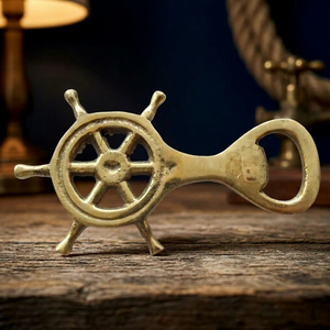 Handmade Brass Ship Wheel Nautical Style Beer Bottle Opener Eco Friendly Vintage Marine Bar Accessory - Product Image 1