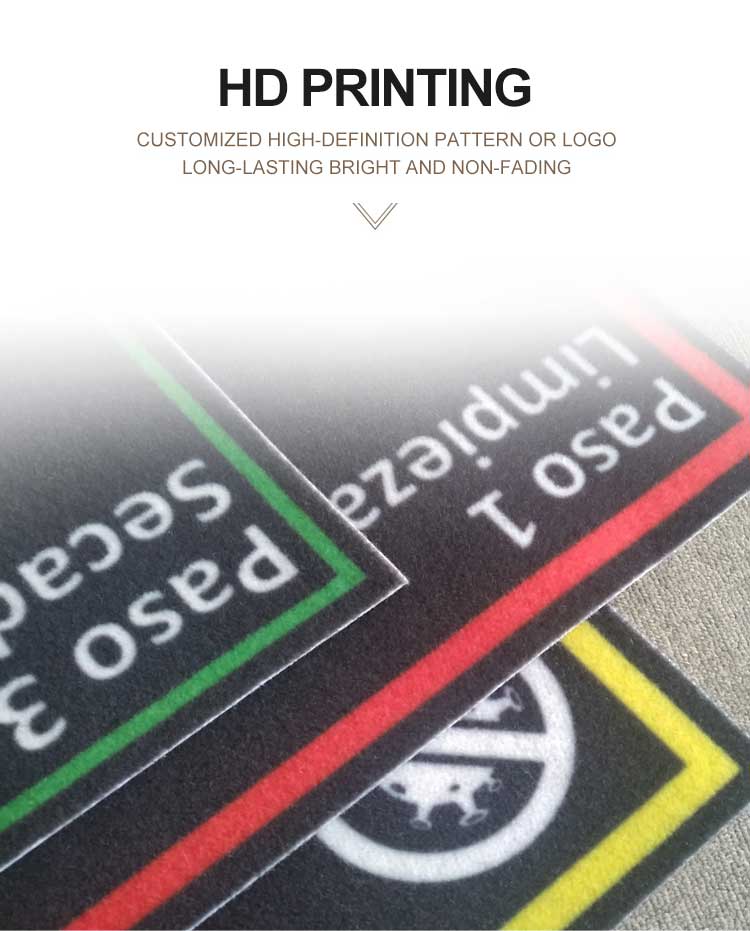 Hot sale PVC back Printed Velour Door Mat Disinfectant mat(图2)