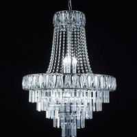 Lustre en cristal perlé doré de haute qualité pour la décoration de mariage, idéal pour les banquets d'hôtels de luxe et les mariages.