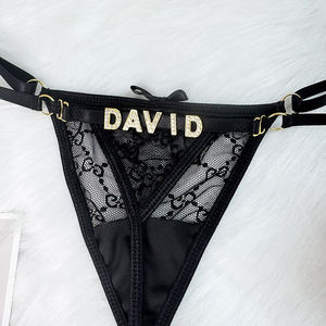 String pour femmes matures 2025, vente directe, nom personnalisé, tangas pour femmes, sous-vêtements transparents, culottes en <span class=keywords><strong>dentelle</strong></span> noire - Product Image 6