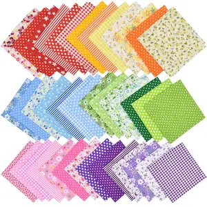 Folhas estofadas de algodão quadradas para bordado, tecido floral estampado pré-cortado para retalhos, desenho multicolorido, 7 peças, 10 x 10 para artesanato DIY, costura