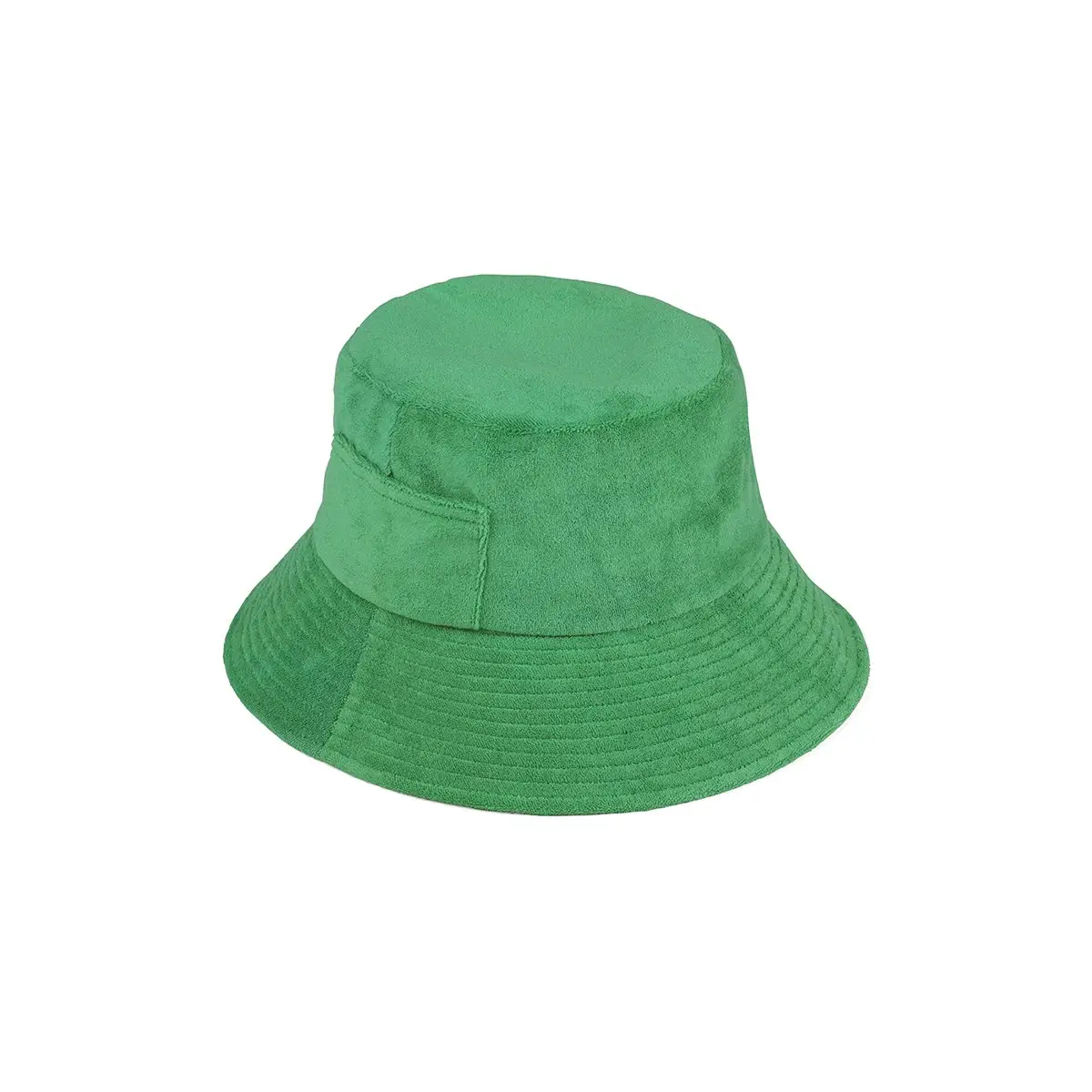 หมวกทรงถังมีกระเป๋าของผู้หญิง,หมวกทรงคลื่นพับได้ป้ายผ้าสำหรับใส่ผ้าเช็ดตัวเทอร์รี่สีเขียวมีสไตล์ตามสั่ง