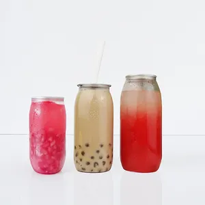 210ml 330ml 500ml Transparent Empty Plastic Pet Cans Top can Water Bottle Jars for Coffee Milk Drink Easy Open Pull Ring Lid