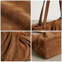 Sac fourre-tout en cuir suédé drapé, élégant et discret, pour femme, sac à bandoulière, design original, logo personnalisé, directement de l'usine